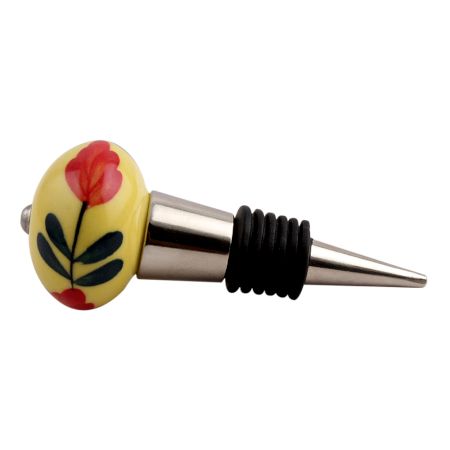 Red Flower Ceramic Wine Stopper (Pack Of One Piece)